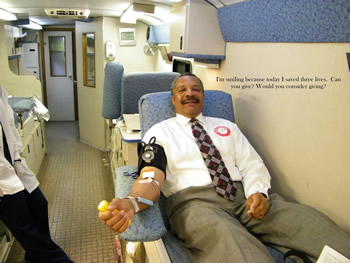 Richard Marcus donating blood